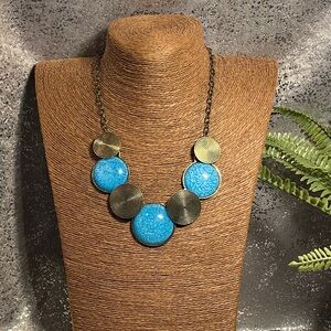 Turquoise and Gold Statement Necklace
